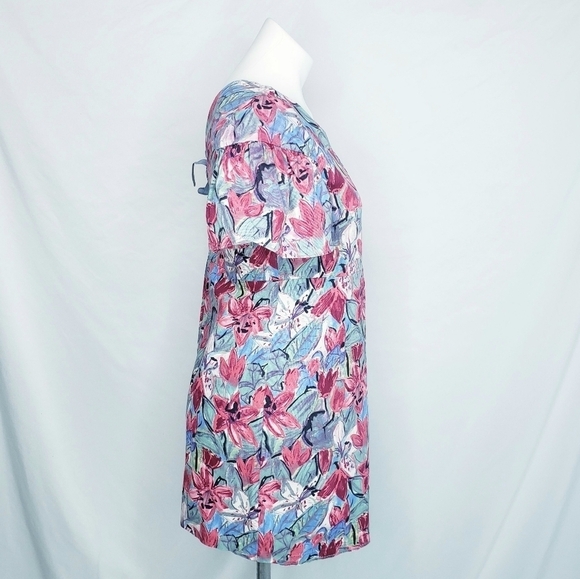 Zara Trafaluc Floral Tie Back Mini Dress Flutter Sleeves - Picture 4 of 12